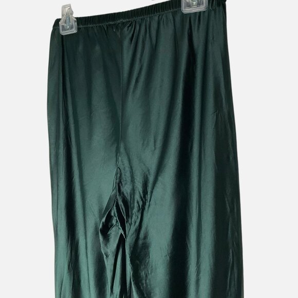 Silk Laundry Bias-Cut Pants Pull-On Flared Leg Green Size Large *READ FLAW* - Picture 8 of 11
